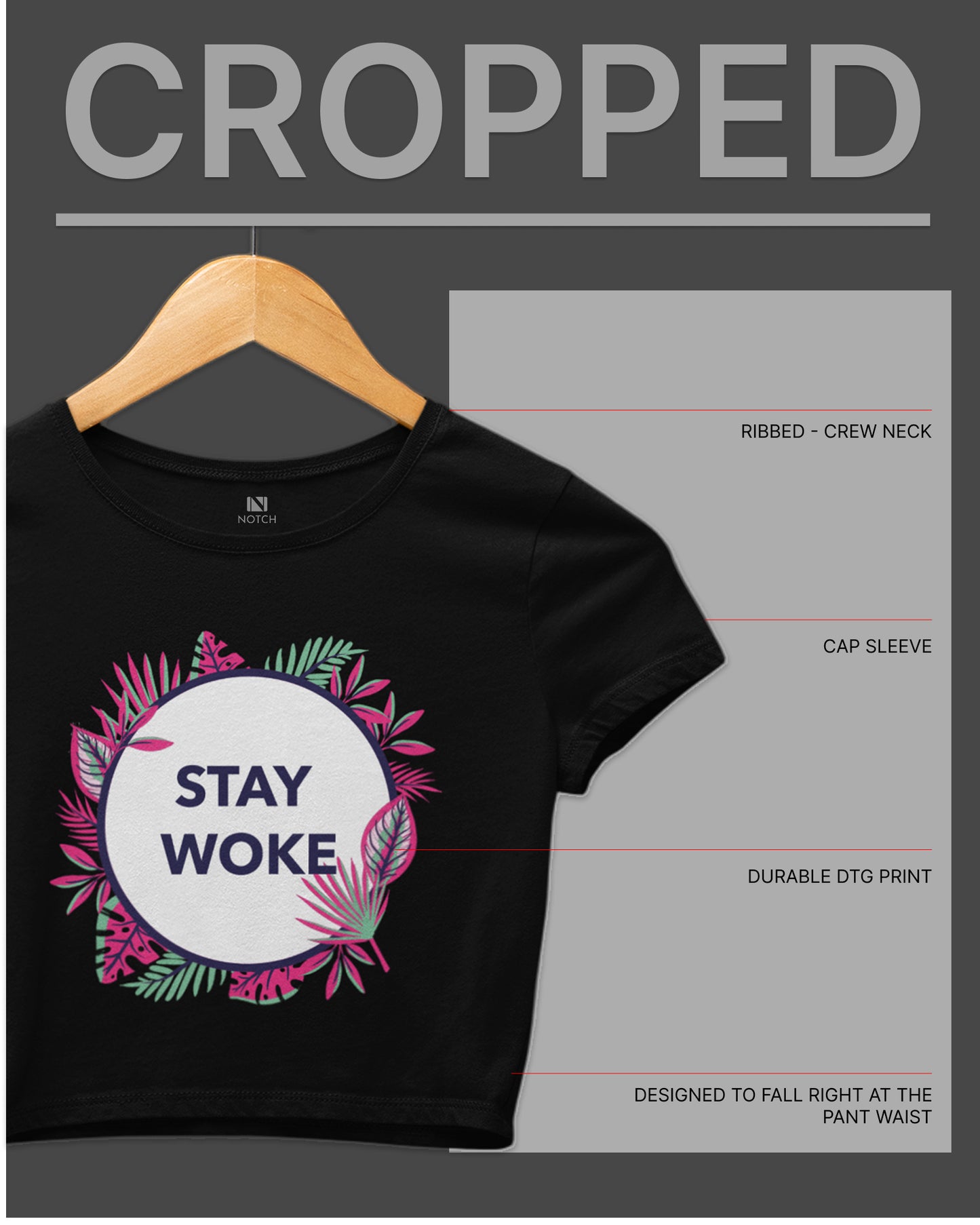 Women’s Cropped Cotton Tee – STAY WOKE