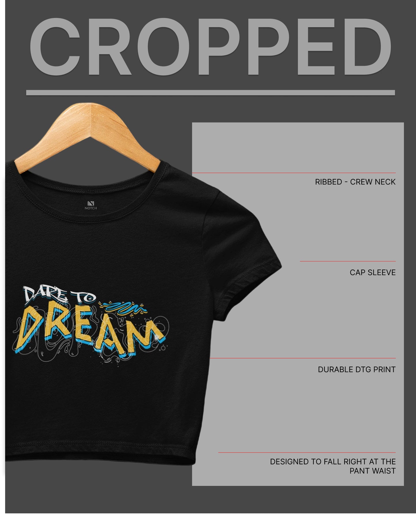 Women’s Cropped Cotton Tee - Dare to Dream