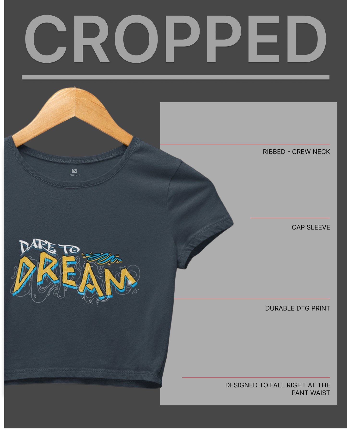 Women’s Cropped Cotton Tee - Dare to Dream
