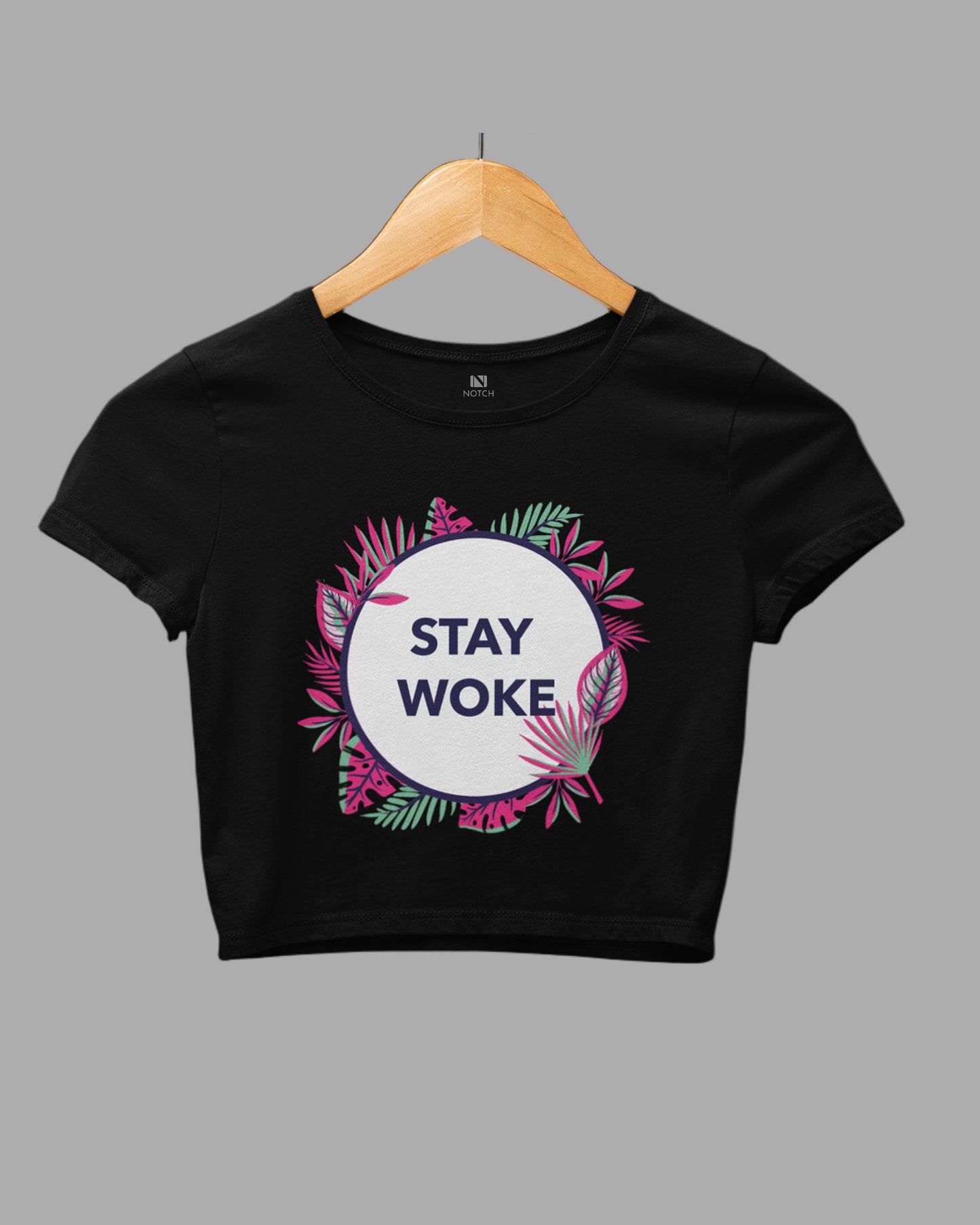 Women’s Cropped Cotton Tee – STAY WOKE