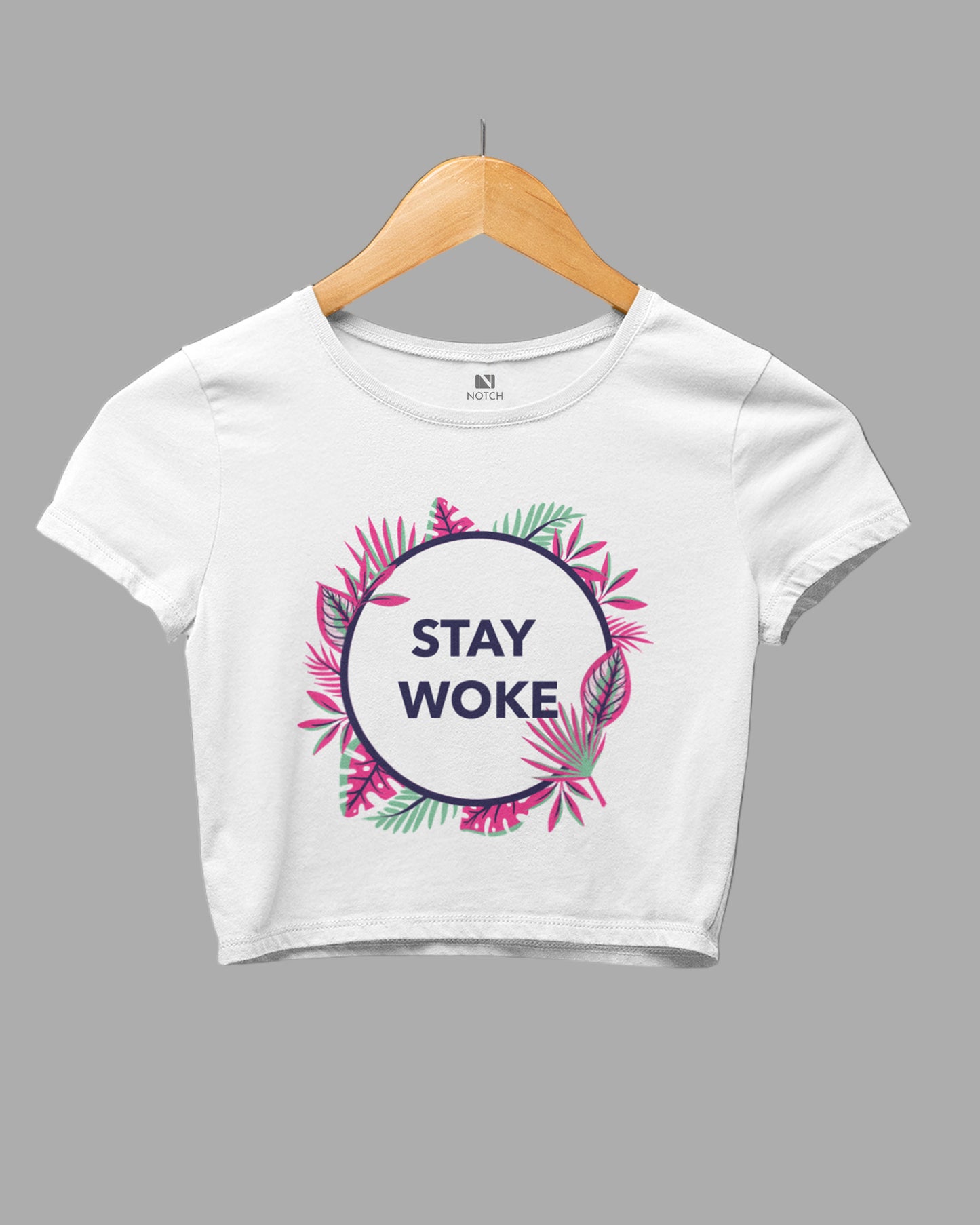 Women’s Cropped Cotton Tee – STAY WOKE