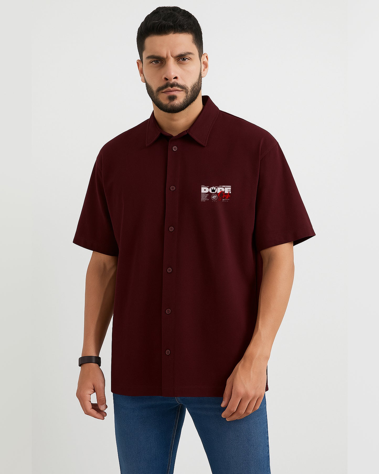 NOTCH Men’s Oversized Graphic Shirt – Heavyweight Cotton with All-Side DTG Prints
