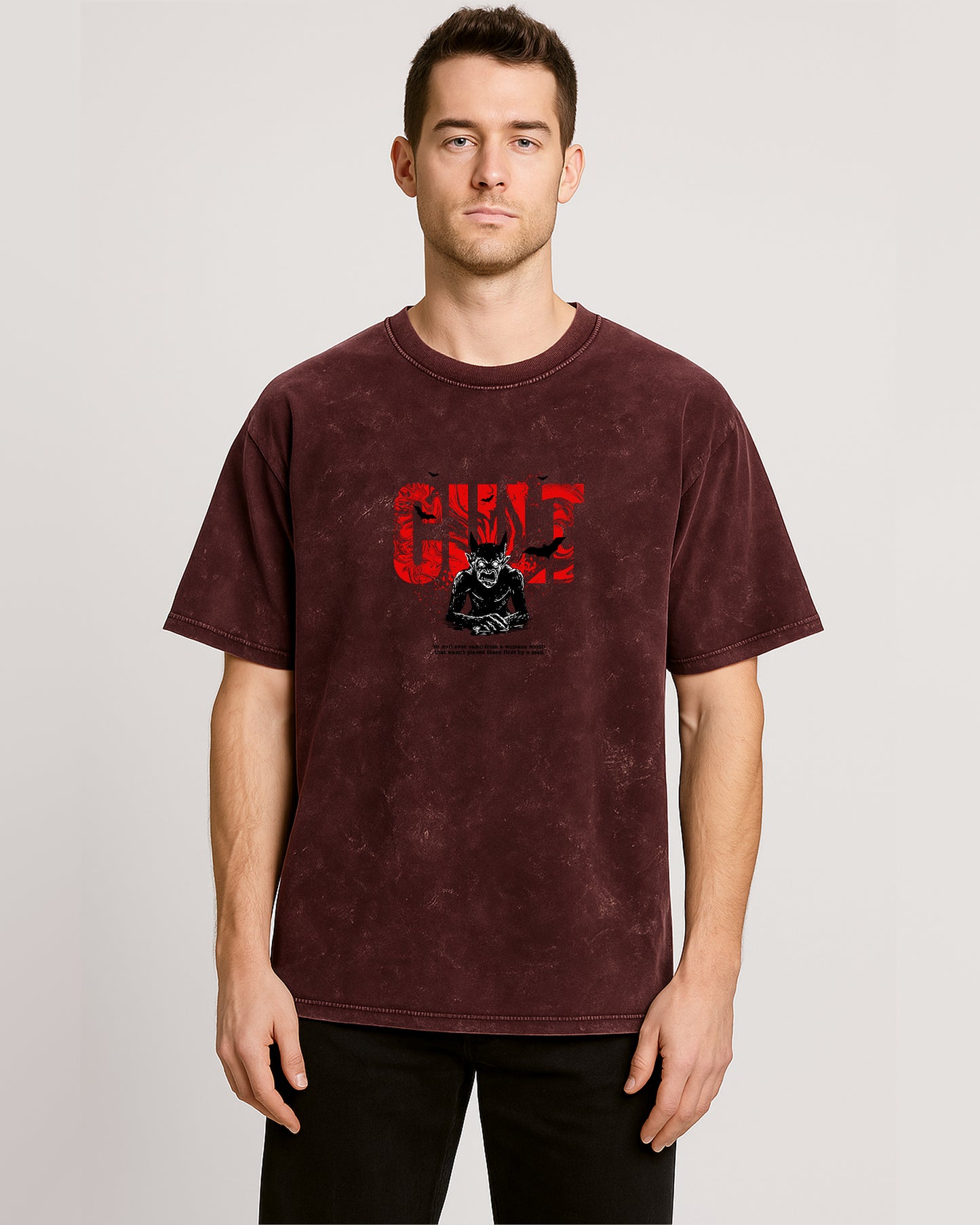 Notch Men's Acid-Washed Oversized Cotton Tee – Street-Style Fit