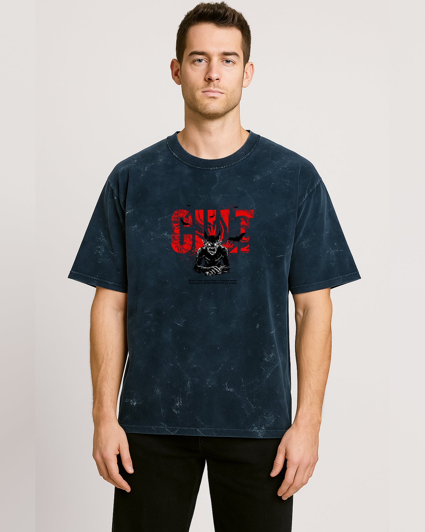 Notch Men's Acid-Washed Oversized Cotton Tee – Street-Style Fit