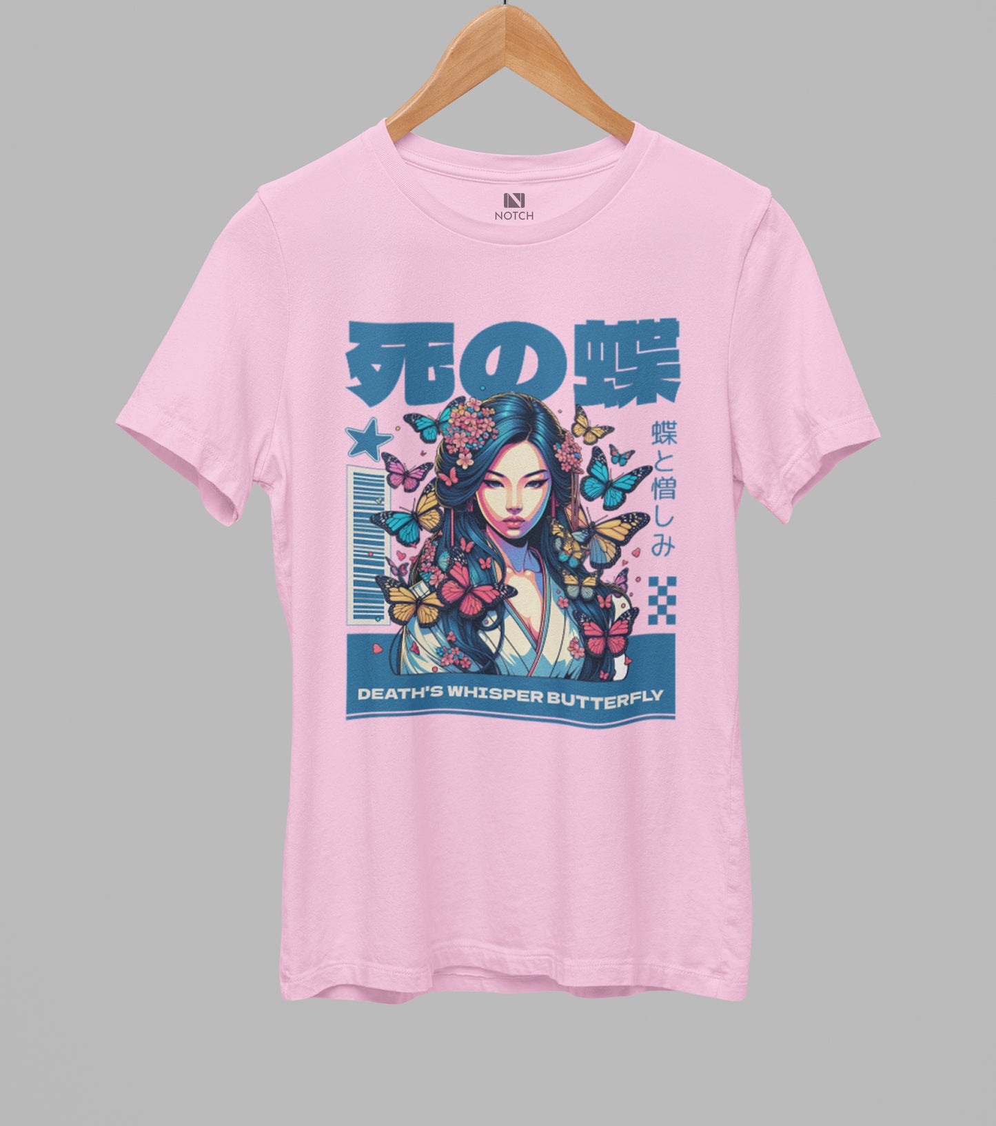 Women’s Curved Hem Cotton T-Shirt – Butterfly