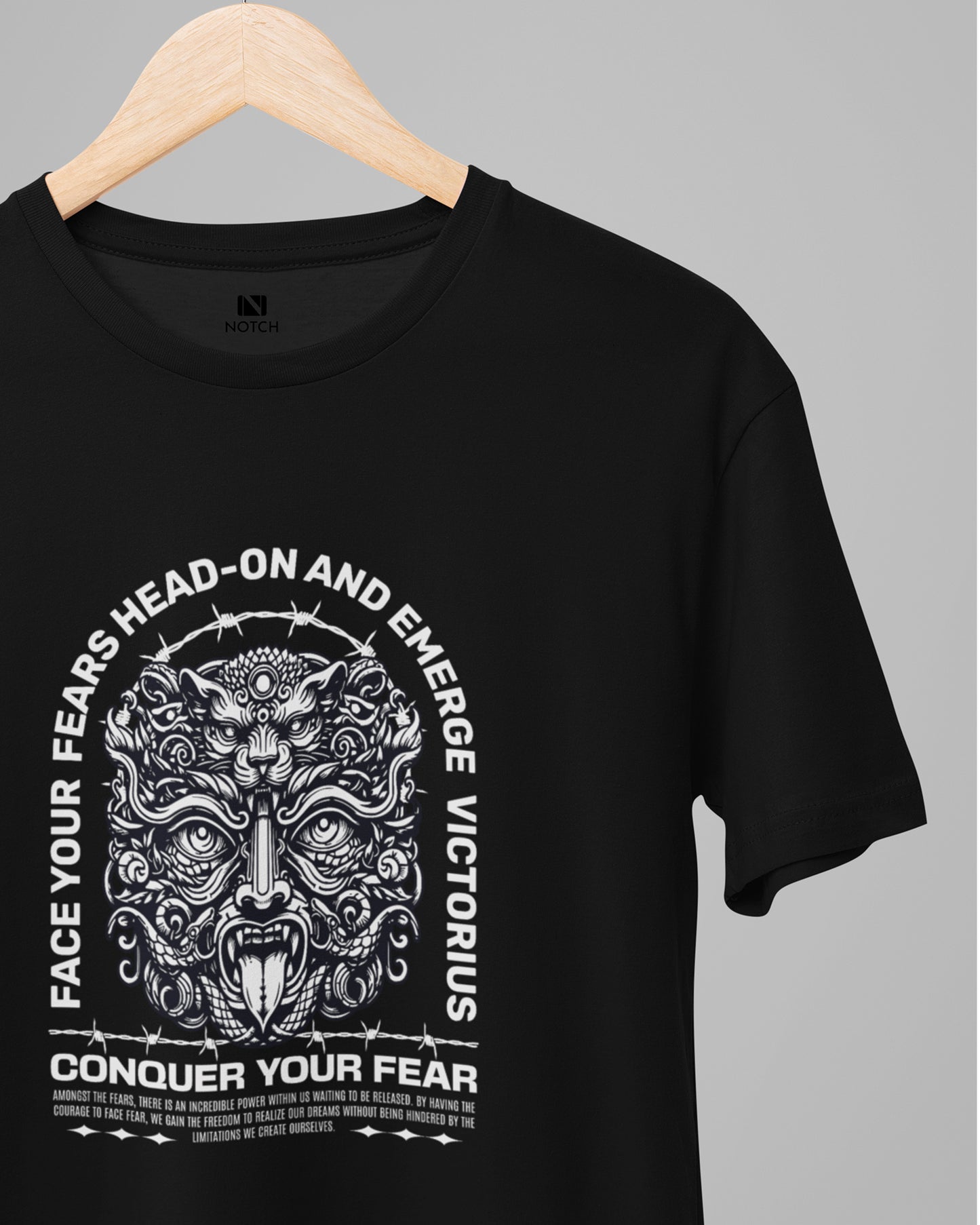 Menโs 100% Cotton Regular Fit T-Shirt โ Conquer Your Fear