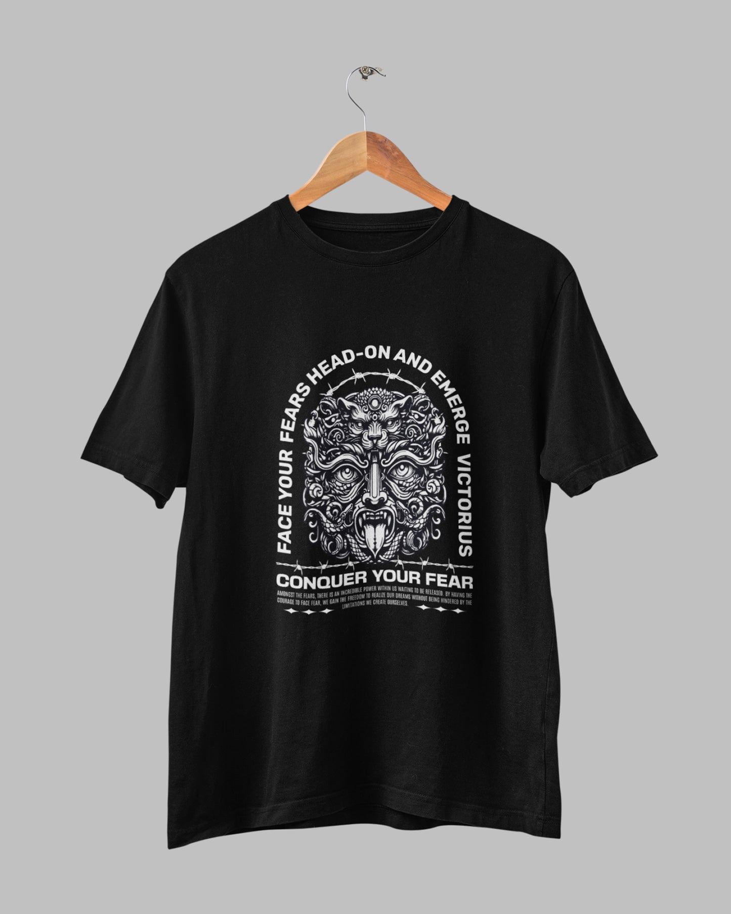 Menโs 100% Cotton Regular Fit T-Shirt โ Conquer Your Fear
