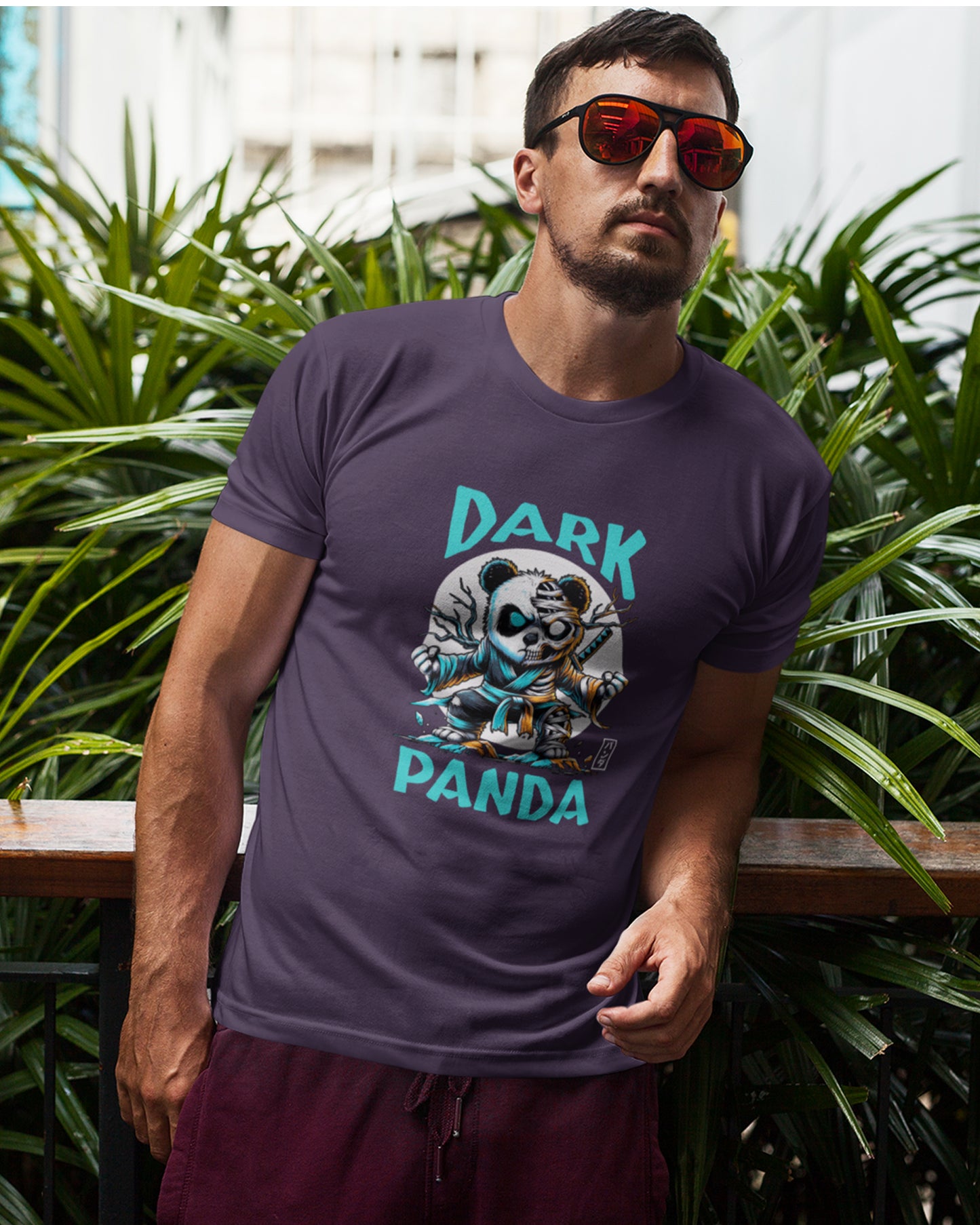 Menโs 100% Cotton Regular Fit T-Shirt โ Dark Panda