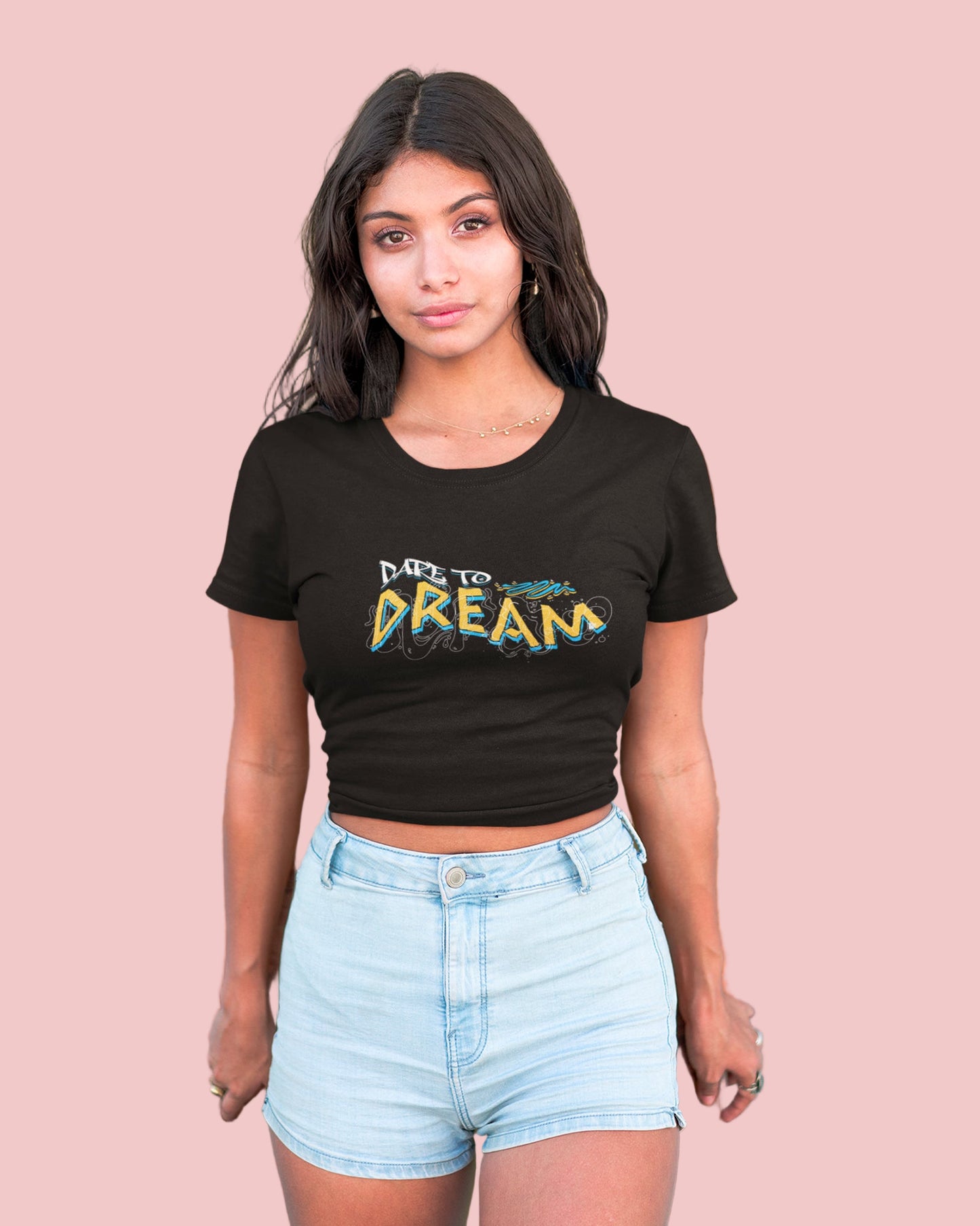 Women’s Cropped Cotton Tee - Dare to Dream