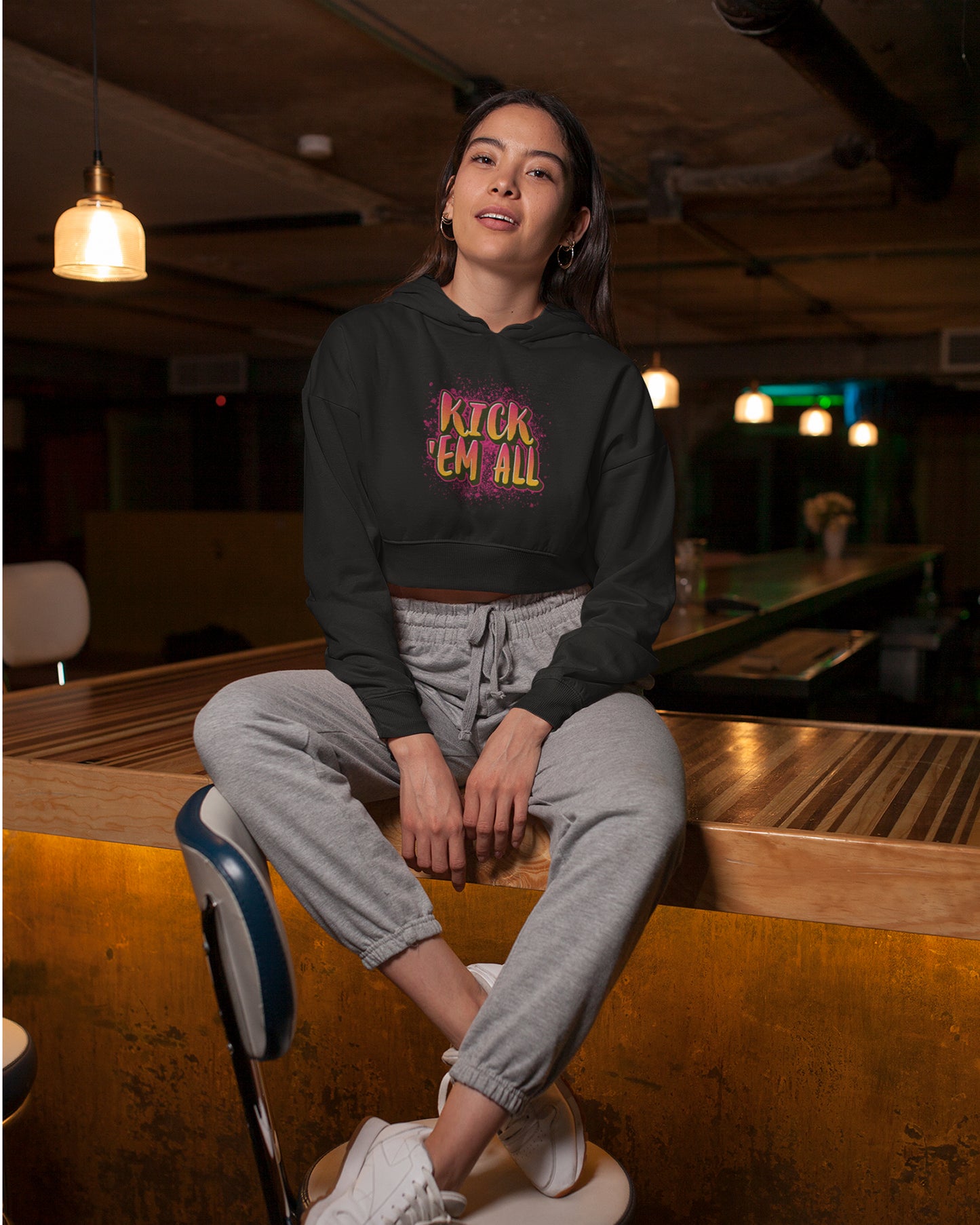 Women’s Cropped Heavyweight Cotton Sweatshirt - Kick Em All