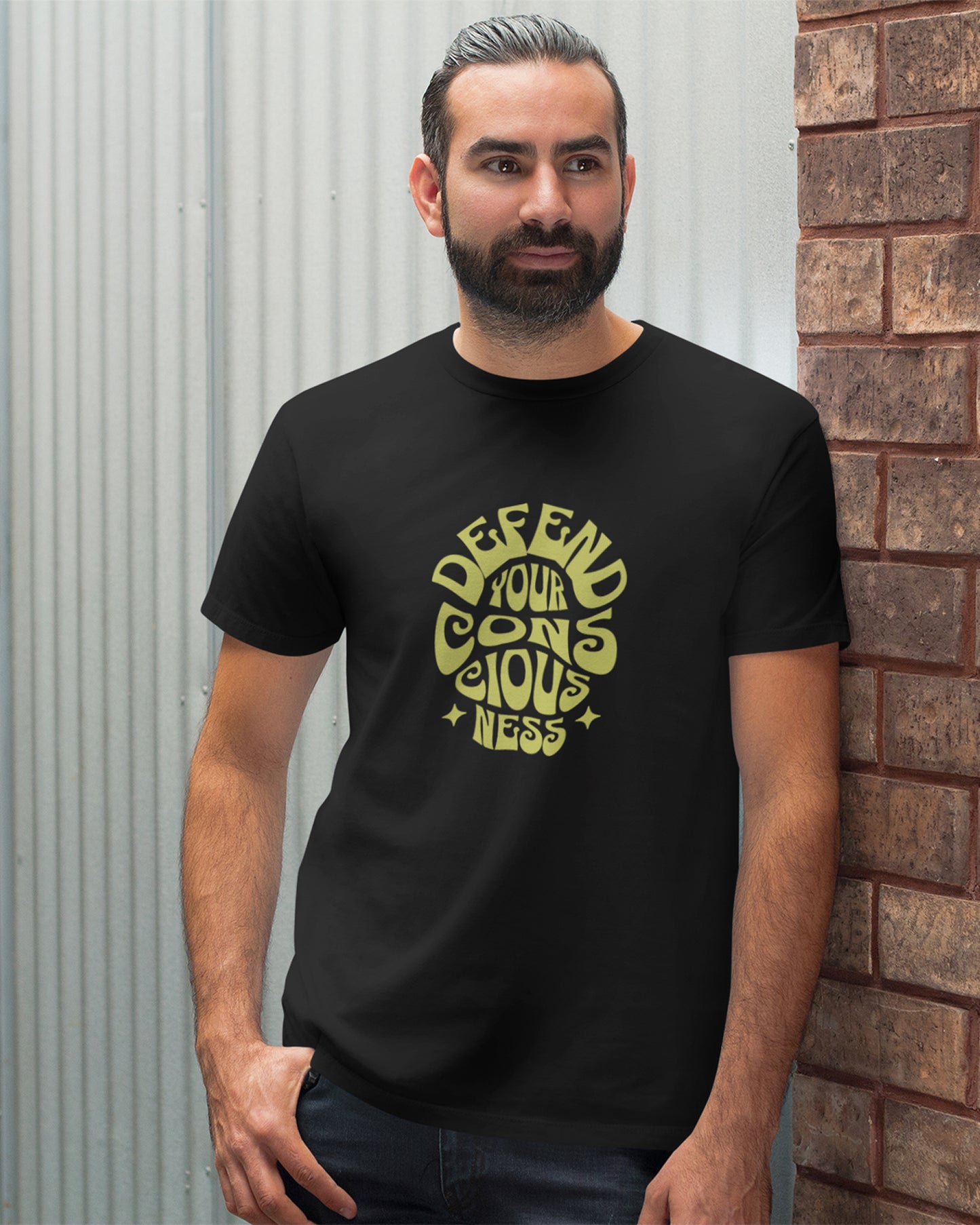 Menโs 100% Cotton Regular Fit T-Shirt โ Consciousness