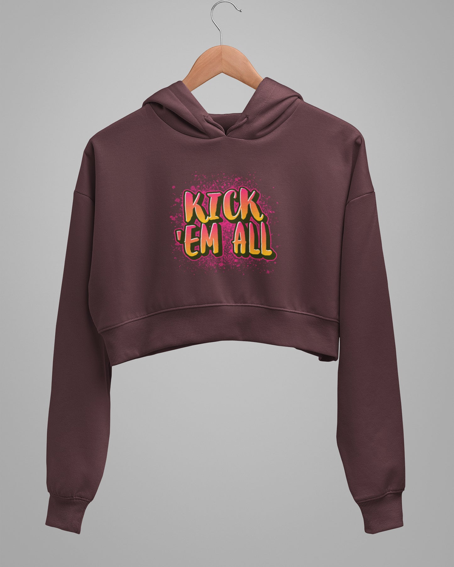 Women’s Cropped Heavyweight Cotton Sweatshirt - Kick Em All
