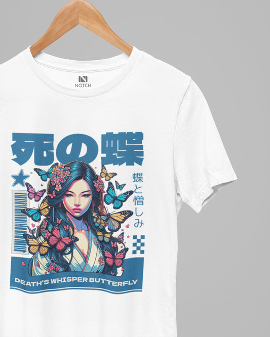 Women’s Curved Hem Cotton T-Shirt – Butterfly