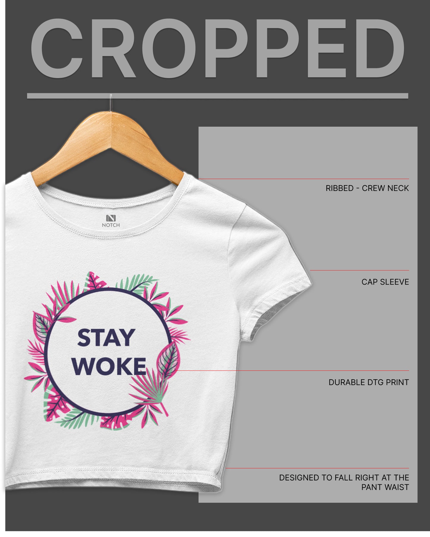 Women’s Cropped Cotton Tee – STAY WOKE