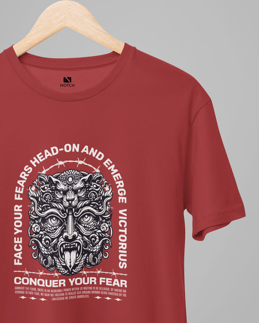 Men’s 100% Cotton Regular Fit T-Shirt – Conquer Your Fear