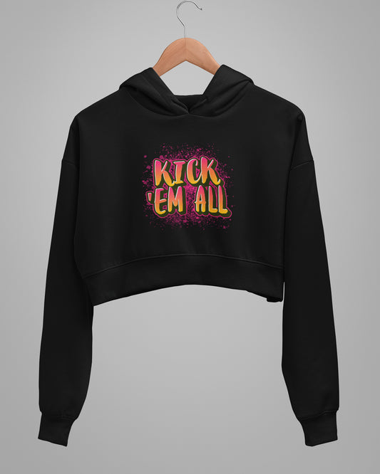 Women’s Cropped Heavyweight Cotton Sweatshirt - Kick Em All